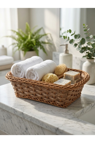 NimaWare Wicker Look Rattan Bread Basket Plastic Mesh Serving and Presentatio...