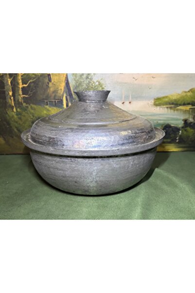 tayfuntufan Antique Copper Pot with Lid 27 cm Diameter 9 cm High