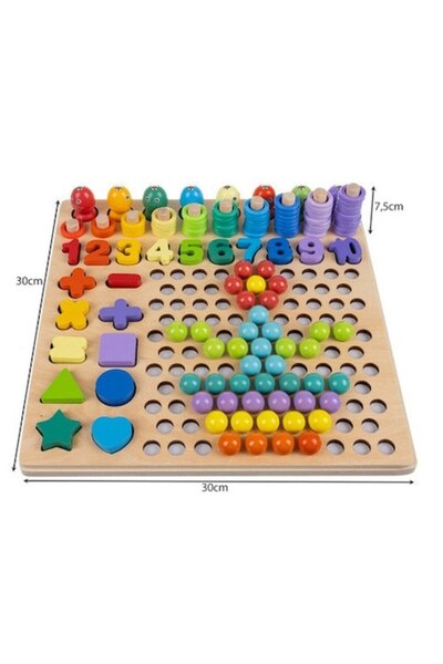 Kruzell Wooden mosaic puzzle, creative educational set 30×30 cm — 77 balls, 5...