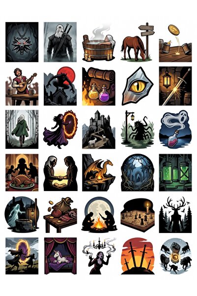 Store 30 Adet The Witcher Temalı Sticker Seti - Laptop Defter Telefon İçin