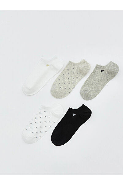 LC Waikiki Lcw Dream Ecru Heart Patterned Women's Sneaker Socks 5-Pack