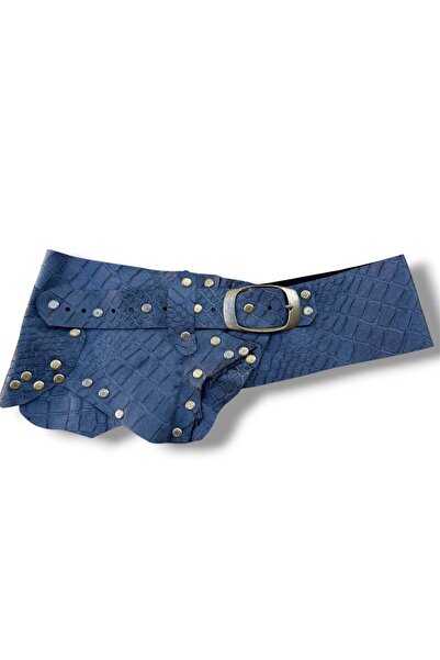 Yılday Gür Butik Briarwood Crocodile Patterned Leather Belt - Handmade Custom...