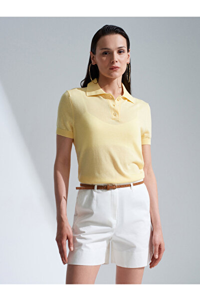 Dilvin 10871 LİYOSEL KARIŞIMLI POLO YAKA BLUZ