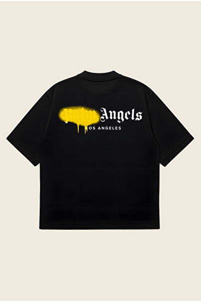 Moon Dancer Palm Angels Yellow Spray Printed Oversize Boxy Cut Unisex 100% Co...