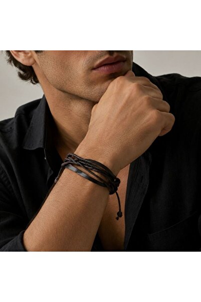 idei Faux Leather and rope bracelet, unisex adjustable with adjustable knot, ...