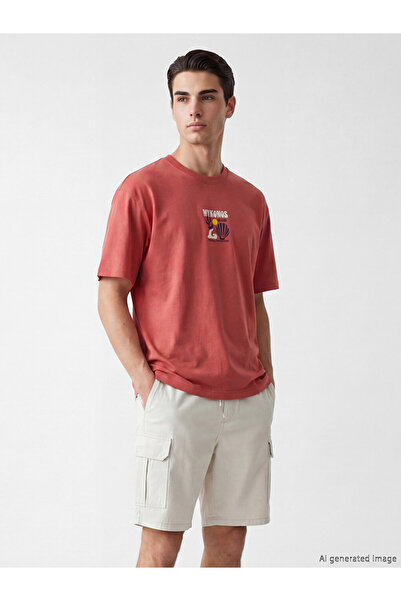 LC Waikiki Ανδρικό T-shirt με στρογγυλή λαιμόκοψη και στάμπα Μυκόνου