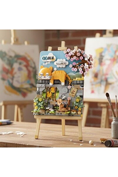 Angel Of Life Lz1386 Loz Laying Cat Wooden Painting Block Toy 787 Pieces