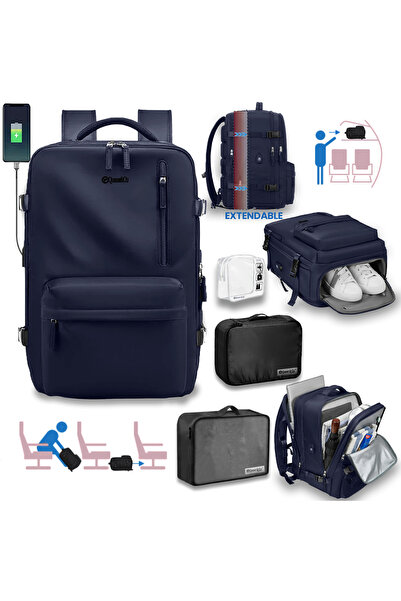 Quasar & Co. Rucsac de voiaj, bagaj de mână pentru avion, extensibil 43x30x20...