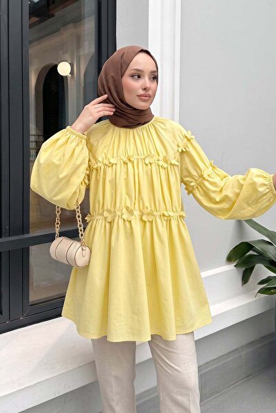 zenne Floral Gathered Tunic 5501 - Yellow