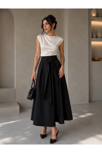 Erciyes Trend Kadın Gabardin Kumaş Midi Etek