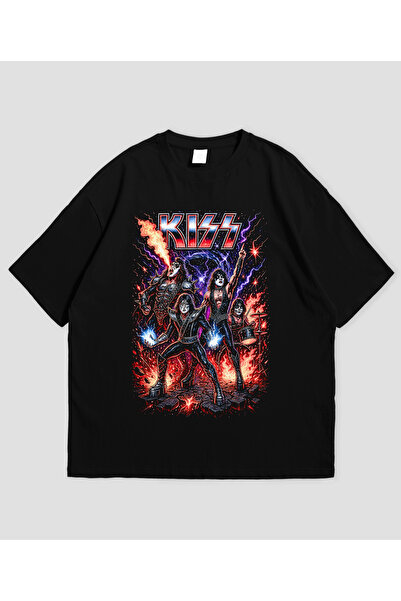Grafftee Clothing Kiss Printed Unisex Oversize T-Shirt