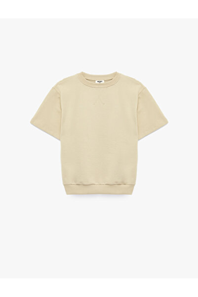 Koton Crew Neck Cotton Short Sleeve Oversize Sweatshirt