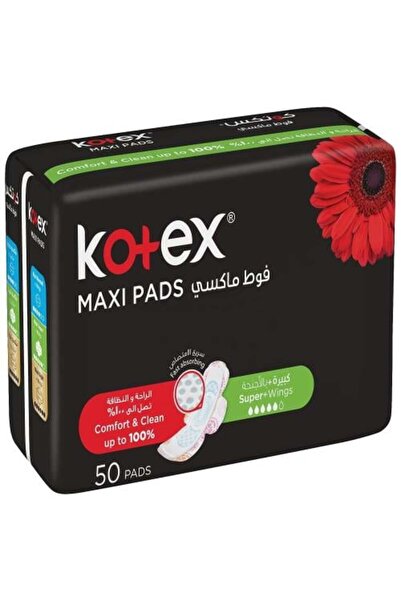 Kotex فوط صحية كبيرة الحجم بأجنحة، عبوة 50 قطعة