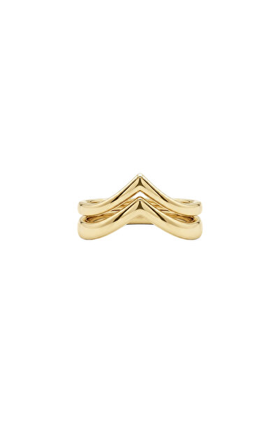 Charmist Steel V Shape Adjustable Ring Gold