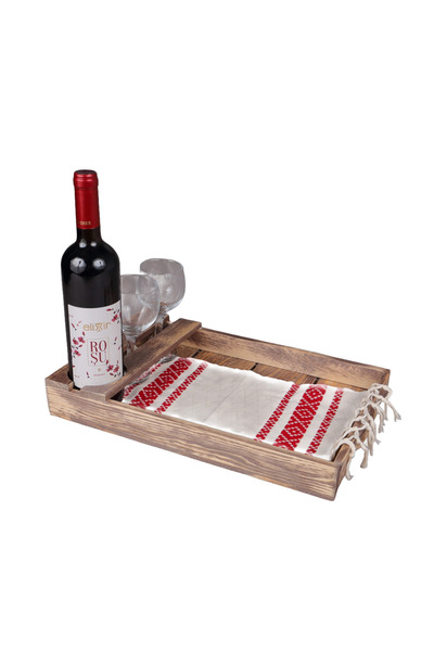 LimArt Set Cadou Traditional - Tava din Lemn Rustica cu Sticla de Vin 750 ml,...