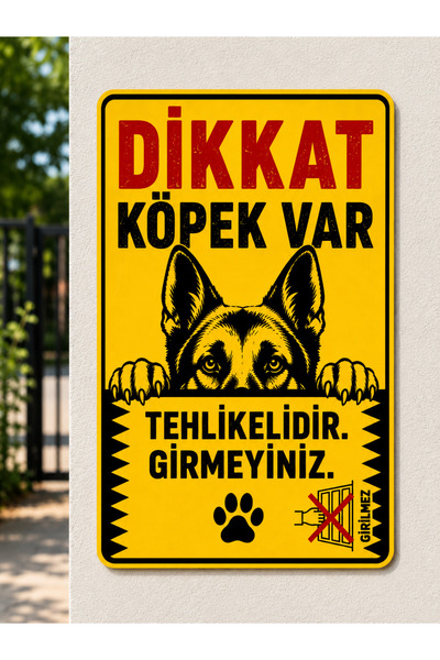KORKMAZ GROUP Levha Dikkat Köpek Var Levhası – 25x35 cm A Kalite PVC Dekota L...