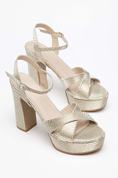 Dilimler Ayakkabı Women's Platform Heel Evening Dress Shoes with Gold Glitter...