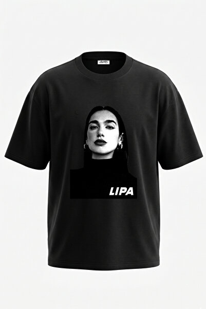 Anetos Dua Lipa_2 dizajn, štampana oversize crna majica