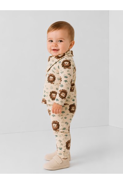 MİLANO KİDS Boy's Top and Bottom Tracksuit Set with Scarf and Bib