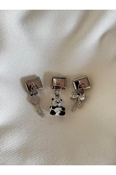 bijoux uniques New Season Key Panda Ribbon Steel Italian Charm