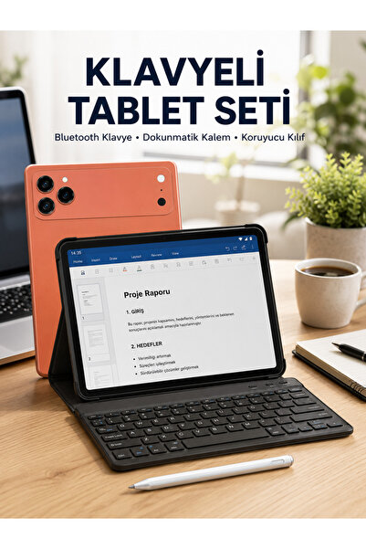 Genel Markalar Klavyeli Tablet Pc Kalem Kılıf Ve Ekran Koruyucu Hediyeli Andr...