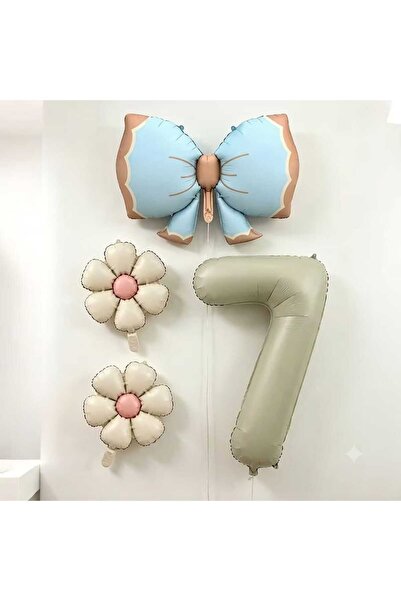 ÇITIPITISTORE Blue Bow Cream Number Birthday Party Age Celebration Set