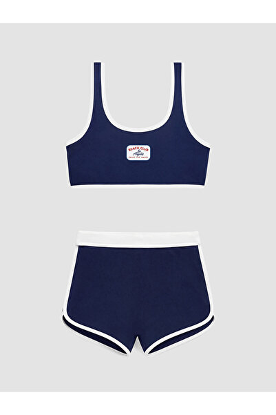 LC Waikiki Lacivert Los Angeles Baskılı Kız Çocuk Bikini Takımı