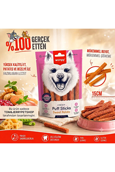 Wanpy Tom&JerryPetshop - Tahılsız Tatlı Patatesli Köpek Çiğneme Ödülü 100gr