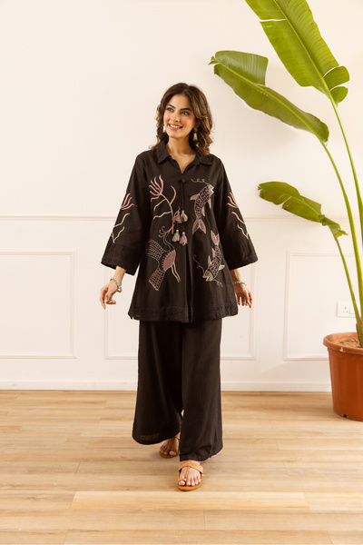 PRIYA'S PANACHE Cotton Flex Embroidered Co-ord Set for Women | 2 Piece Kurta ...