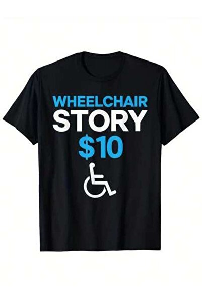 9TAY Retro Wheelchair User Graphic Tee - $10 Symbol Mobility Aid Design, Blac...