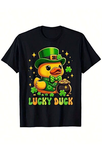 9TAY St. Patrick'S Day Lucky T-Shirt - Vibrant Green Yellow Duck With Pot Of ...