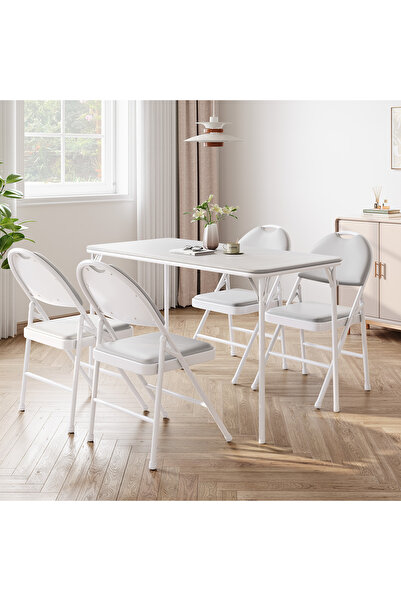 Garvee Folding Table(no chair), Protable Foldable Card Table, Metal Legs Supp...