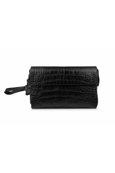 AlphaClub Bag Unisex Genuine Crocodile Patterned Multi-Compartment Wrist Stra...