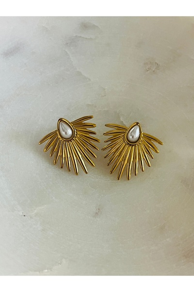 Hoop jewelery أقراط مروحية صغيرة مرصعة باللؤلؤ الفولاذي