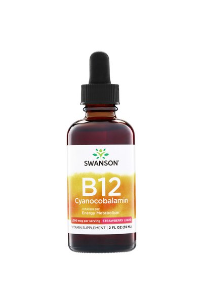 SWANSON Vitamina B12 cianocobalamină 1000 MCG - Căpșuni 59 ml lichid