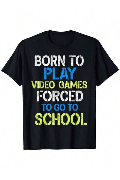799 تي شيرت رجالي بطبعة "Born To Play Video Games" - هدية مضحكة لمحبي الألعاب...