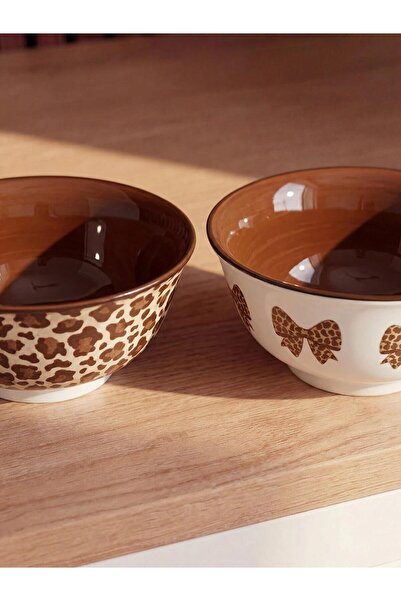 LC Waikiki Mixed Bow Patterned Porcelain Bowl Set of 2 12 cm (W6)