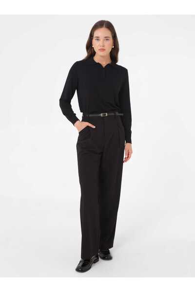 Refka Shirt Collar Half Placket Knitwear Cardigan - Black -