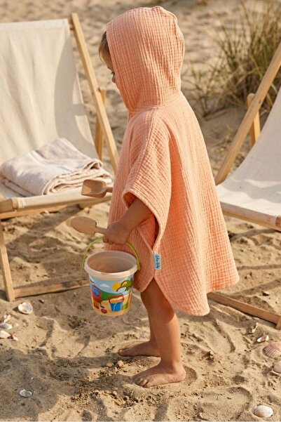 Caline Baby 4 Layer Muslin Baby Poncho - Peach