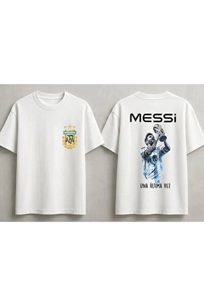 SVART WEAR تي شيرت ميسي الأرجنتيني للجنسين مقاس كبير 100% قطن
