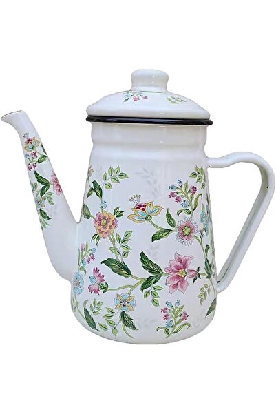 HOOPZOZA إبريق قهوة كبير السعة 1.1 لتر، إبريق قهوة مطلي بالمينا، إبريق شاي بن...