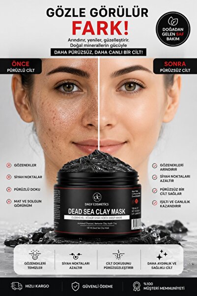 Dagy Cosmetics Ölüdeniz Kil Maskesi Kolajen Siyah Nokta Gözenek Sıkılaştırıcı...
