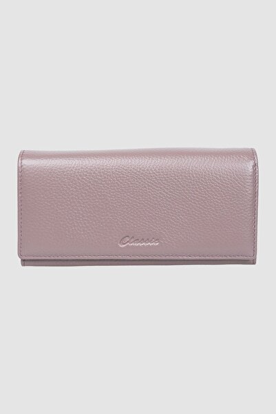 cossroll Women's Wallet made of textured Genuine Leather with flap, powder pink