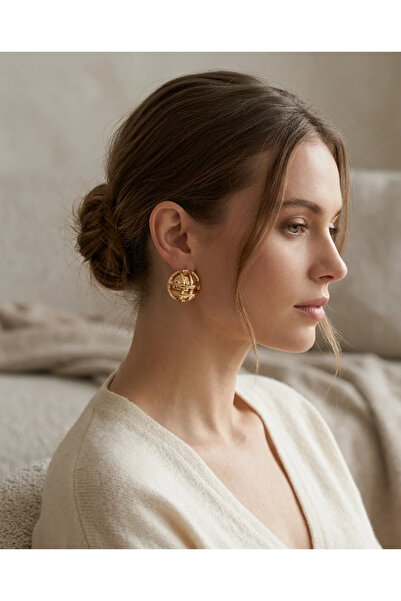 Dorvina Gold Color Stainless Steel Round Cage Earrings |   Vintage Geometric ...