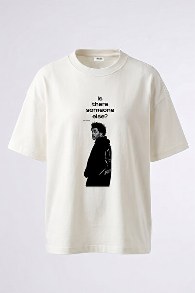 Anetos The Weeknd Design Printed Oversize White T-Shirt