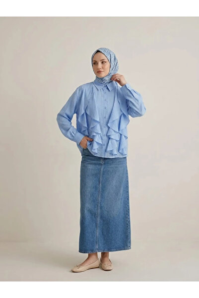 Foremia Ruffle Detail Tunic-Blue