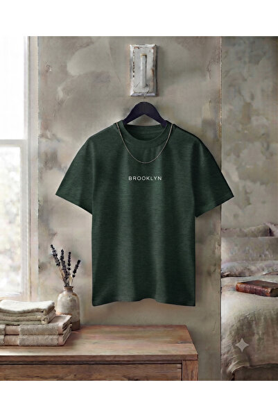 KOZİA OUTDOORS Kadın/Erkek unisex broklıyn baskılı bisiklet yaka penye tişört