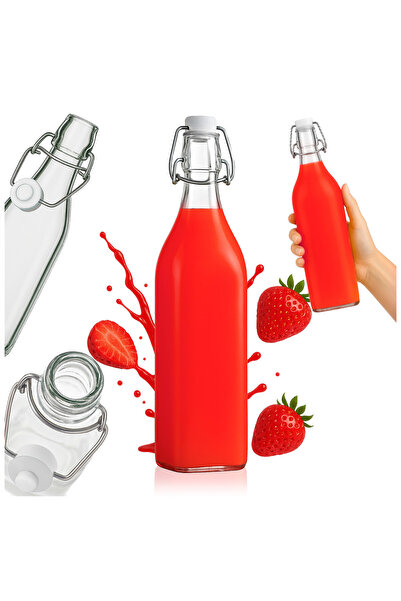LimArt Set 50 Sticla transparenta cu inchidere etansa si clema metalica, pent...