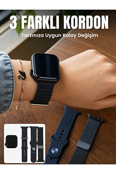UCUZTEKNO AMOLED Ekranlı Bluetooth Aramalı 3 Kordonlu Akıllı Saat
