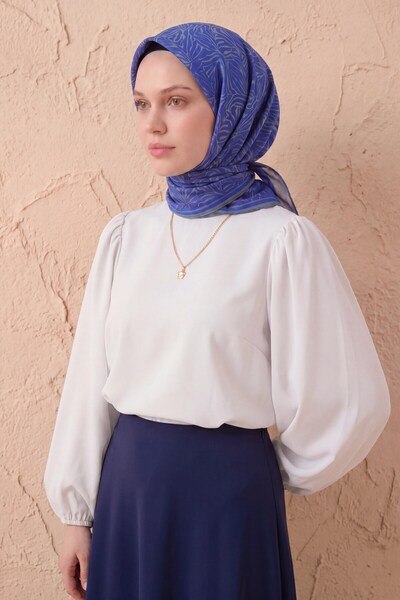 Silk Home Soft Scarf Lina Flora Saks Blue 90X90